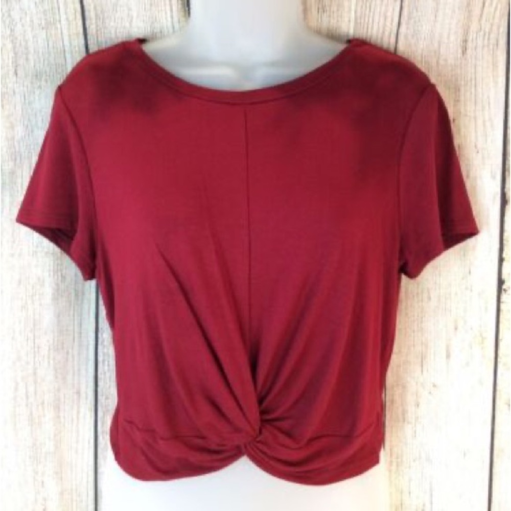 Graze maroon twist crop top
